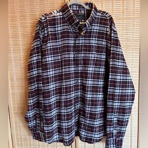 Men's Maroon and White Plaid Flannel Shirt XXL